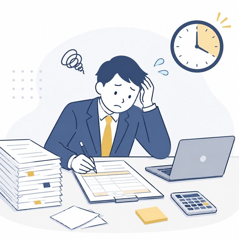 見積の作成や修正に時間がかかるイメージ