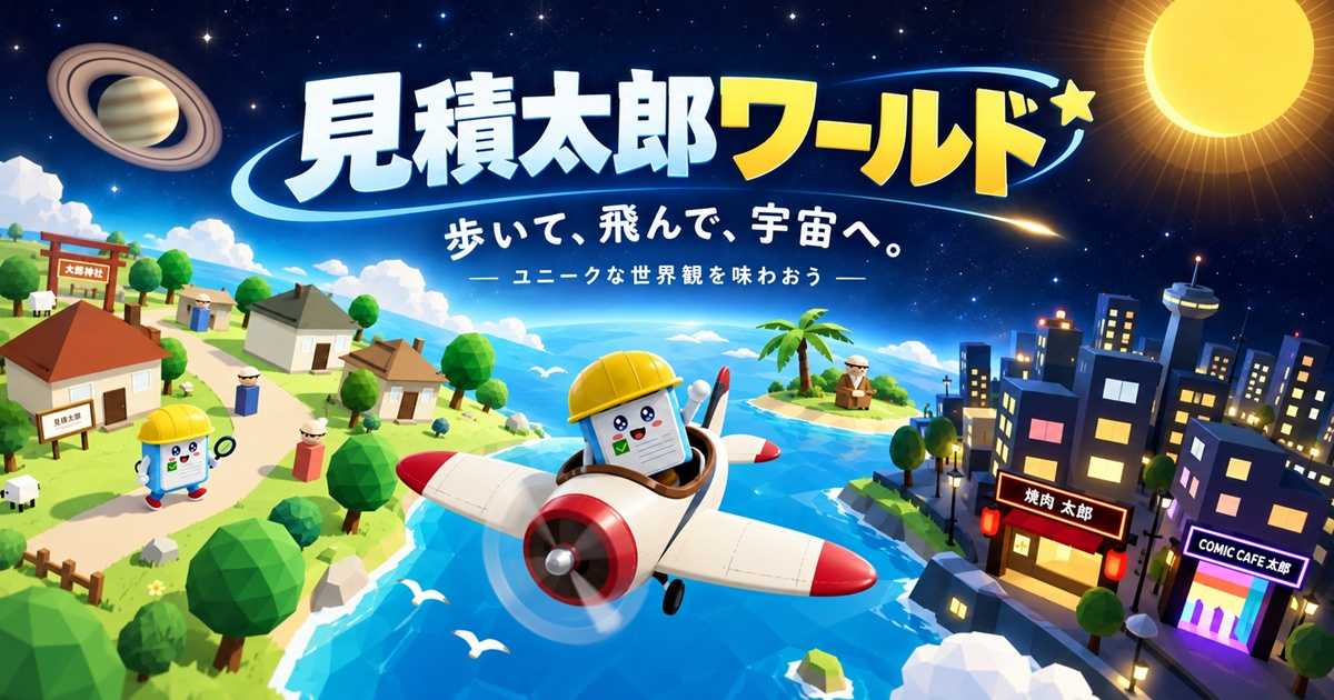 見積太郎ワールド。島や街の上空を飛行機で飛ぶ3Dワールド